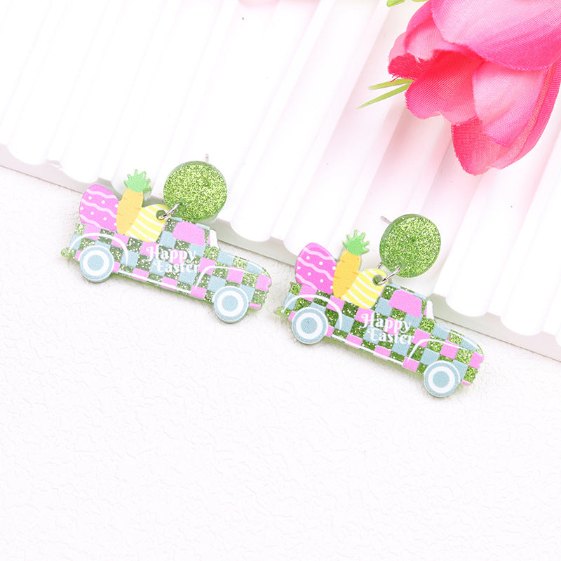 Wholesale Acrylic Easter Bunny Egg Earrings