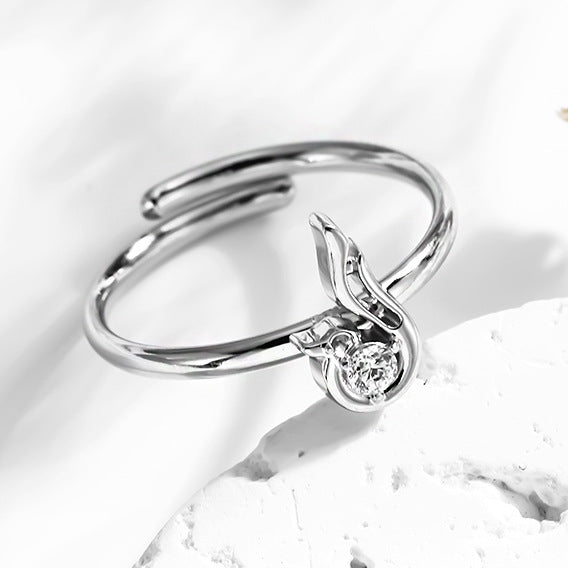 Wholesale 2PCS Steel Titanium Zircon Ring