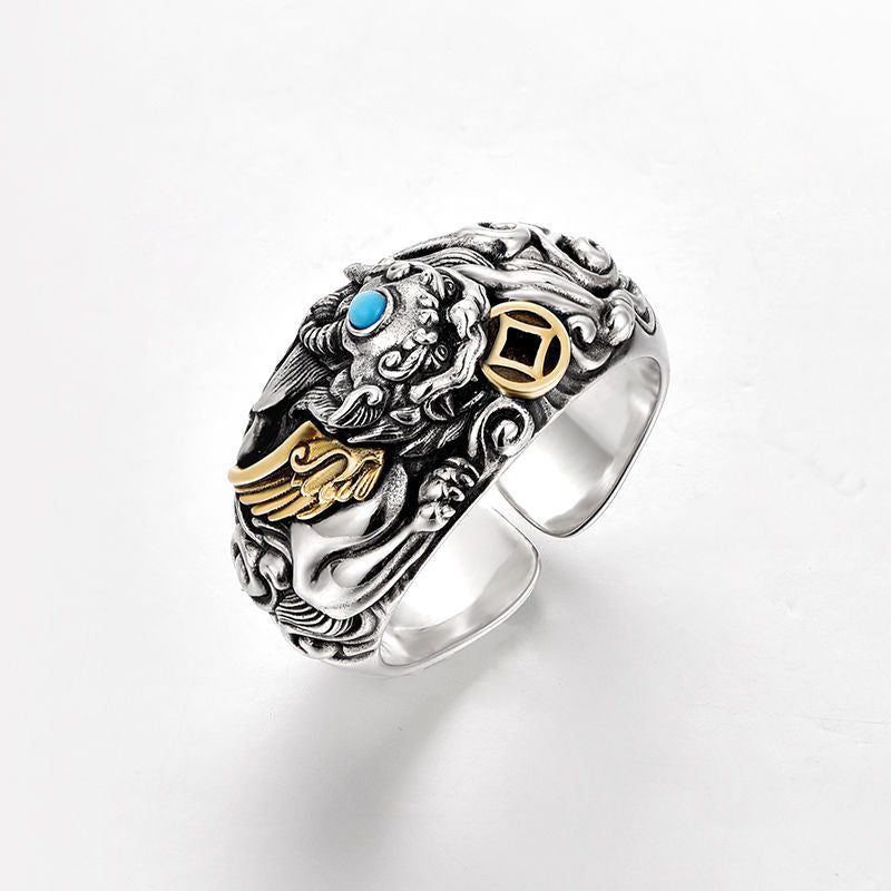 Wholesale Alloy Adjustable Pixiu Ring Ethnic Style Fashion Jewelry Gift