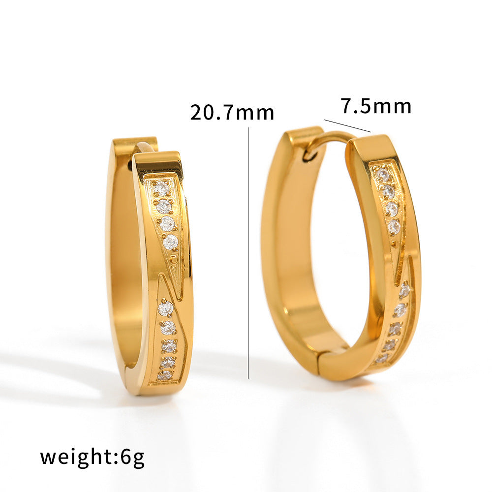 Wholesale Vacuum-plated stainless steel earrings Inlaid with diamonds