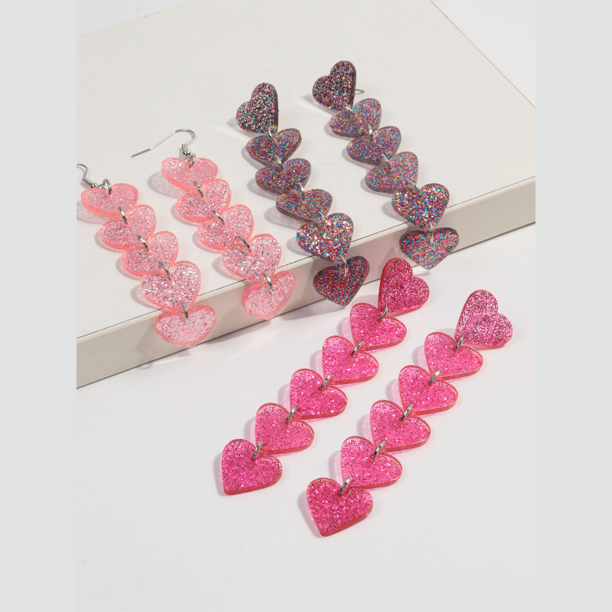 Wholesale  Acrylic Heart Love Leopard Valentine's Day Tassel Earrings