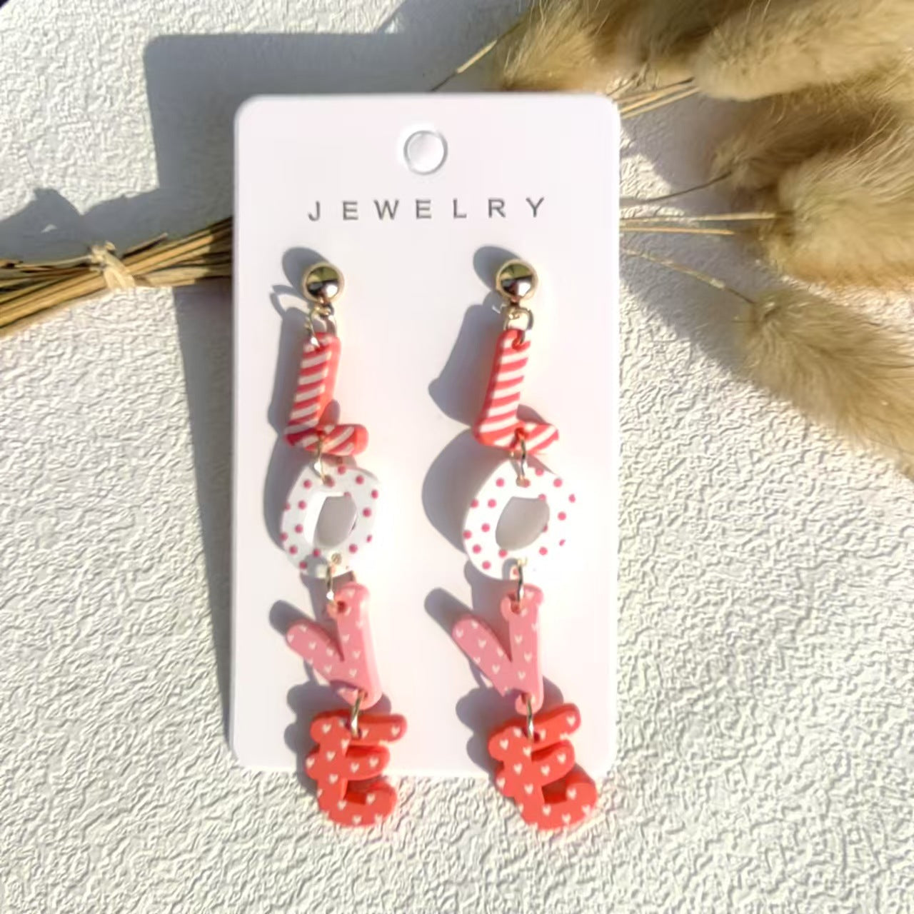 Wholesale Acrylic clay texture Valentine's Day love pendant  earrings