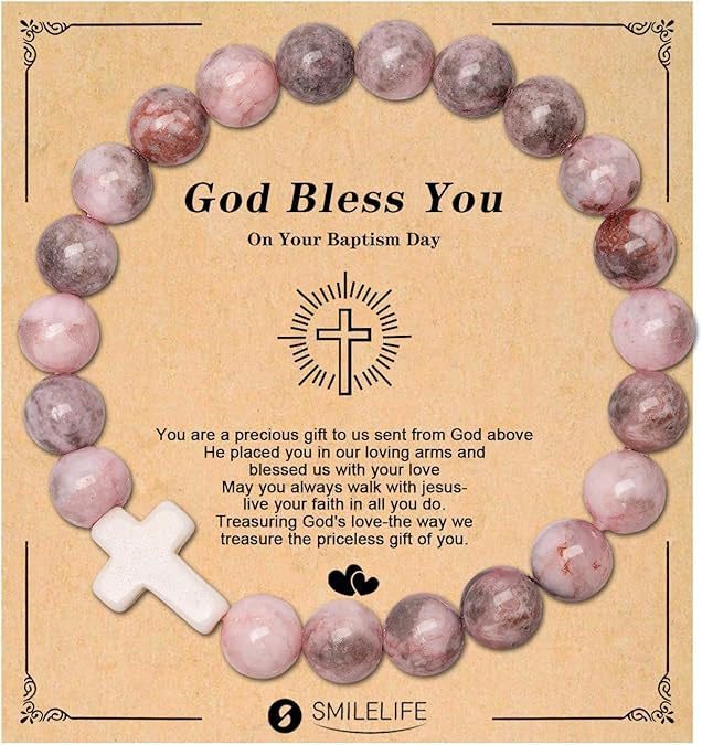 Wholesale 5pcs Natural Stone Beaded Bracelet Cross