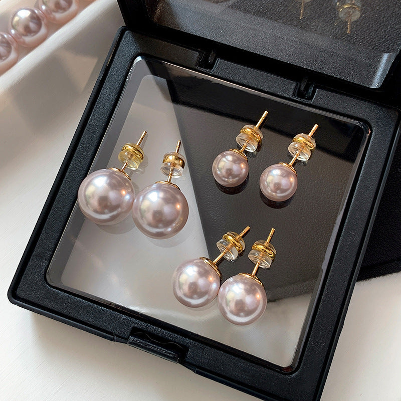 Wholesale Sterling Silver Aurora Purple Steamed Bread Big Pearl Earrings