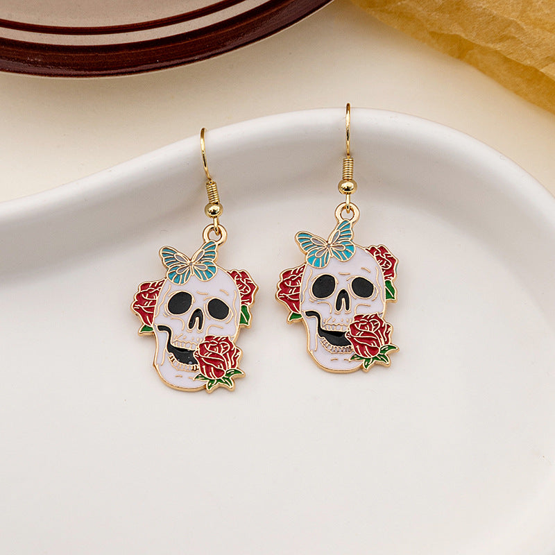 Wholesale Halloween Rose Skull Earrings ACC-ES-MDD046