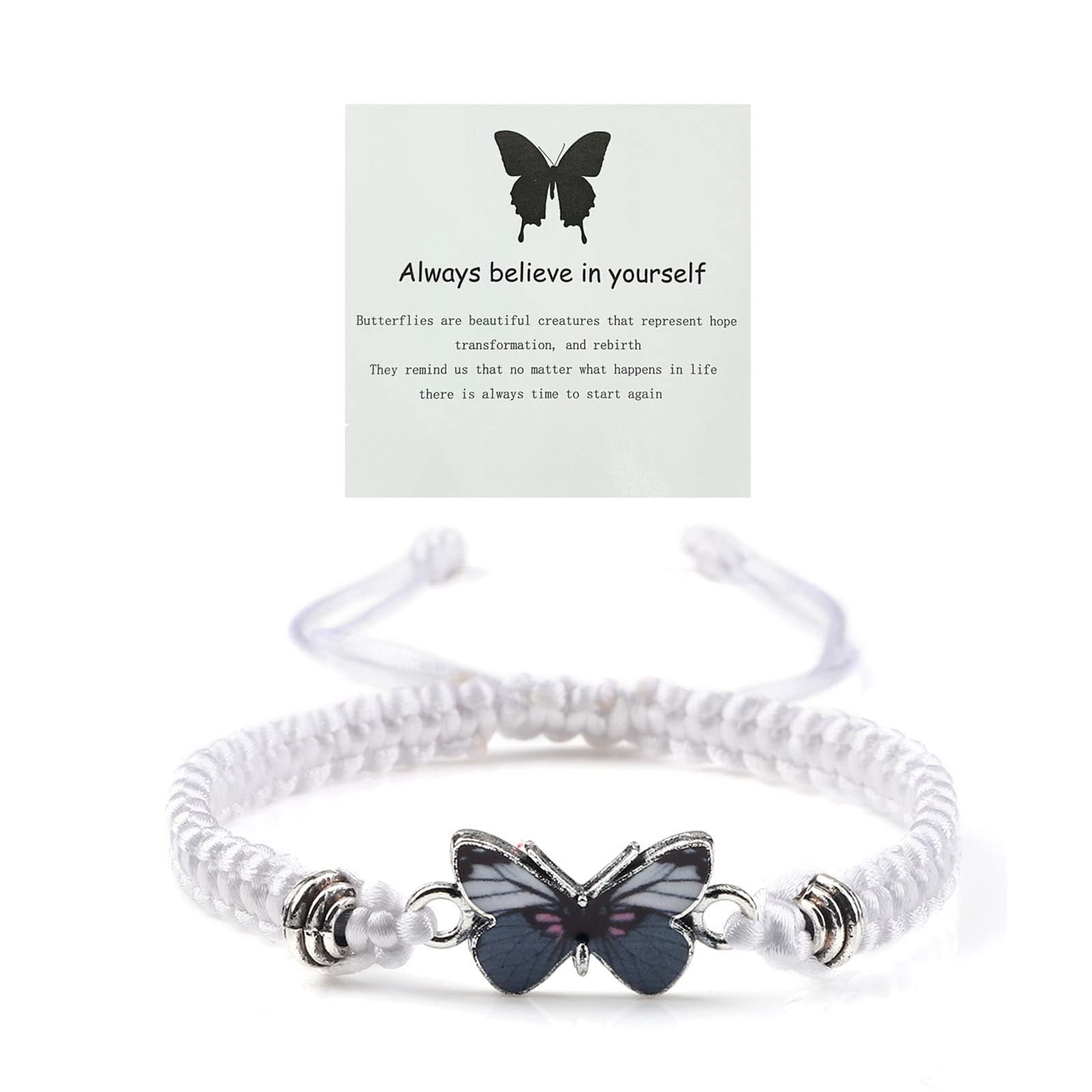 Wholesale Butterfly Design Adjustable Handmade Woven Bracelet Alloy Pendant Black Rope Women S Fashion Accessory