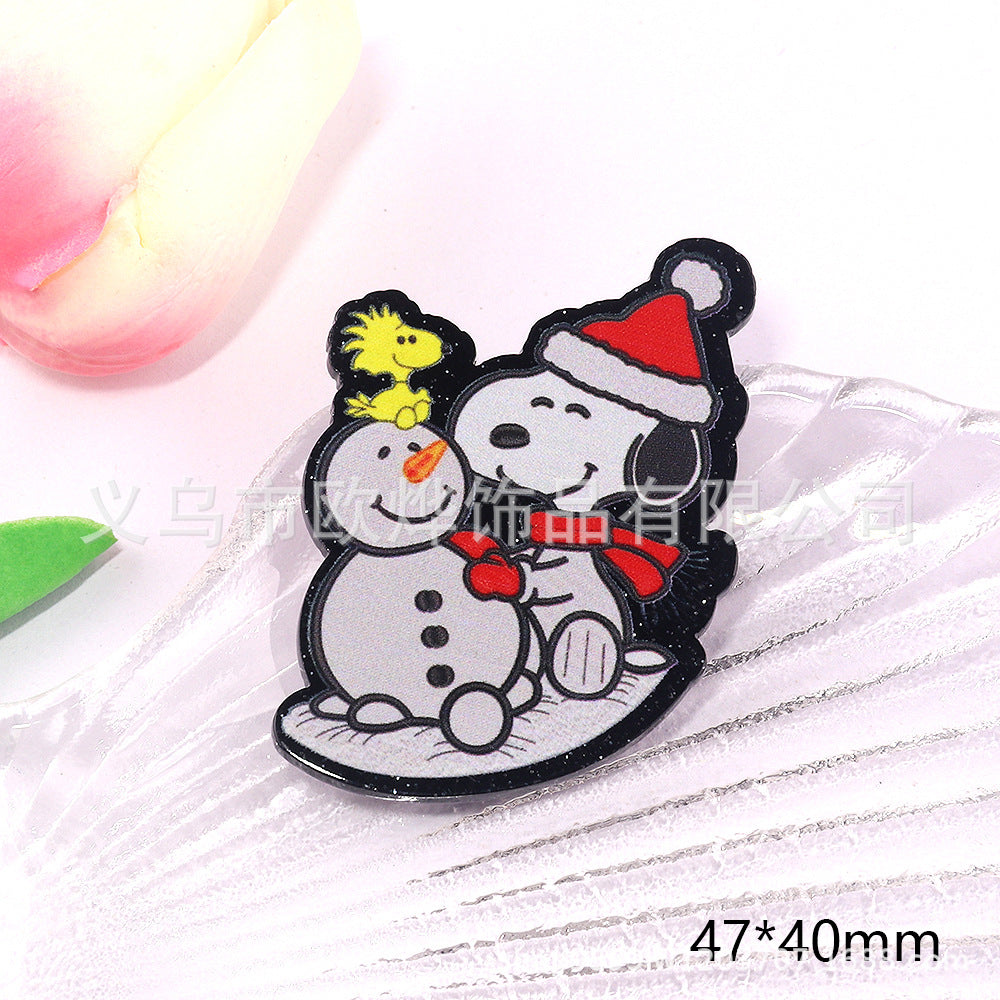 Wholesale 10pcs DIY Flatback Cartoon Christmas Acrylic Flatback Badge Reels Retractable Keychain DIY Accessories