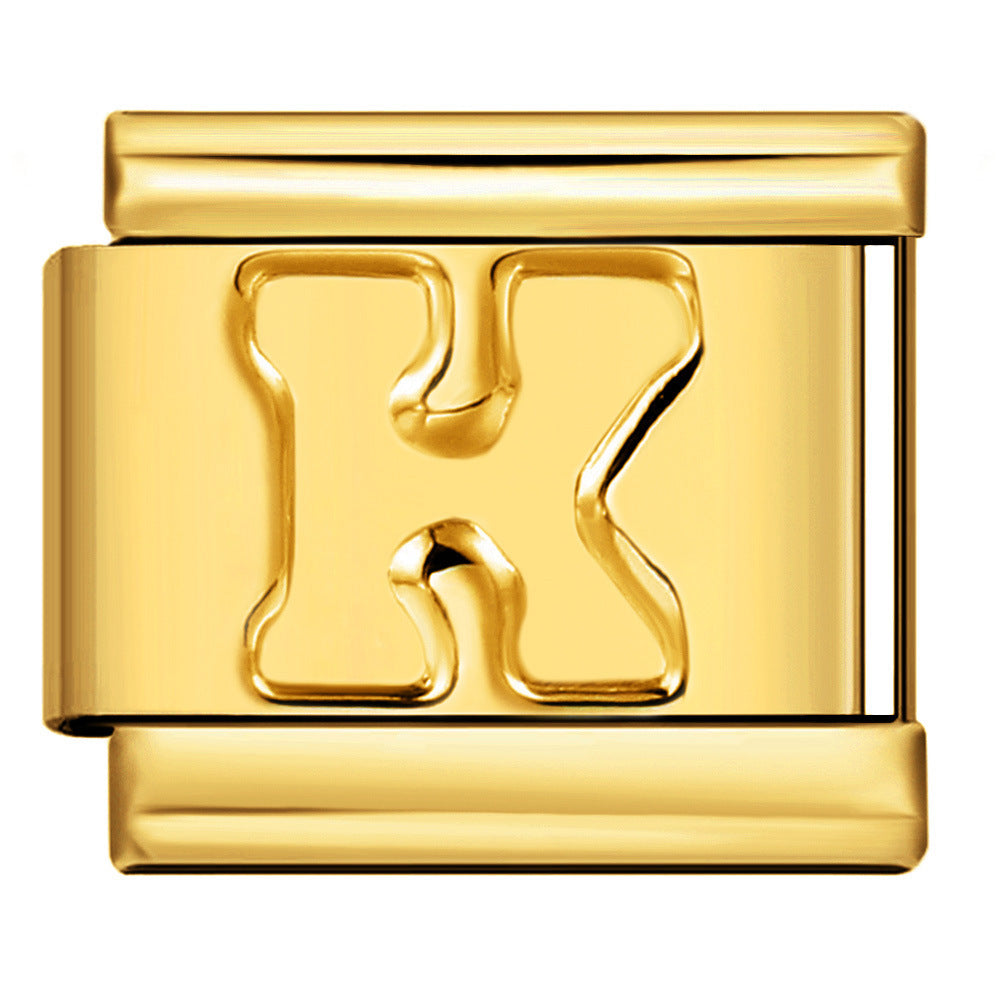 Wholesale Gold Plated Stainless Steel Concave Letter Modular Bracelet - DIY Jewelry Accessory for Boutique Resale