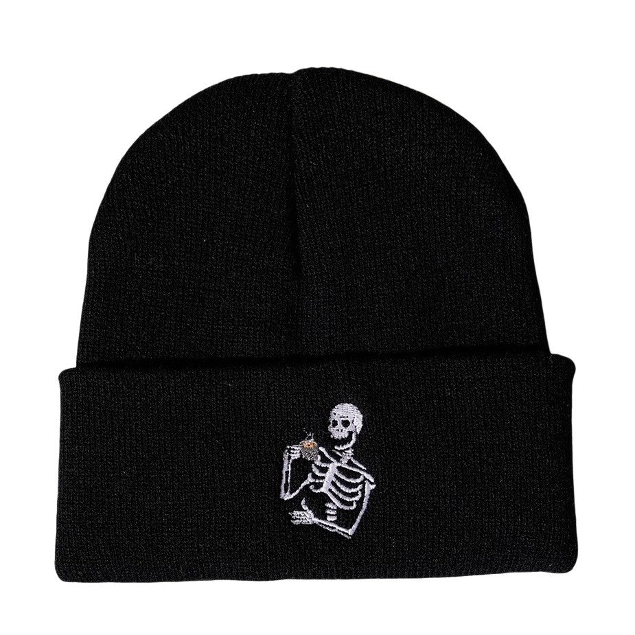 Wholesale  horror skull series embroidered knitted hat