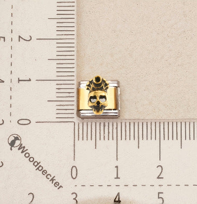 Wholesale 18Pcs Fashion 201 Stainless Steel Italian Charms DIY Jewelry Accessory With Flower Skull Heart Feather Motifs