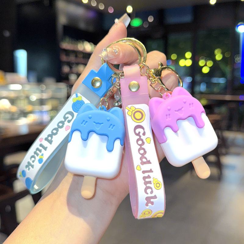 Wholesale Cartoon Ice Cream Silicone Keychain Bag Charm Gift for Women