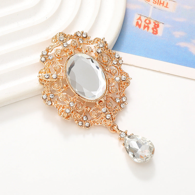 Wholesale  Diamond Pearl Flower Sun God flower brooch gem pendant