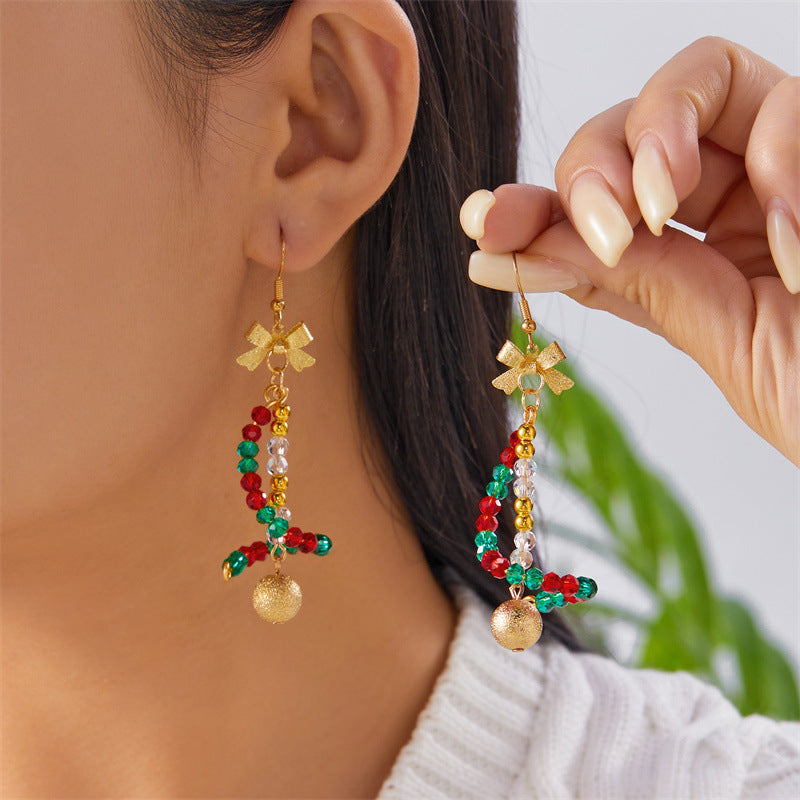 Wholesale Colorful Christmas Wreath Bow Earrings