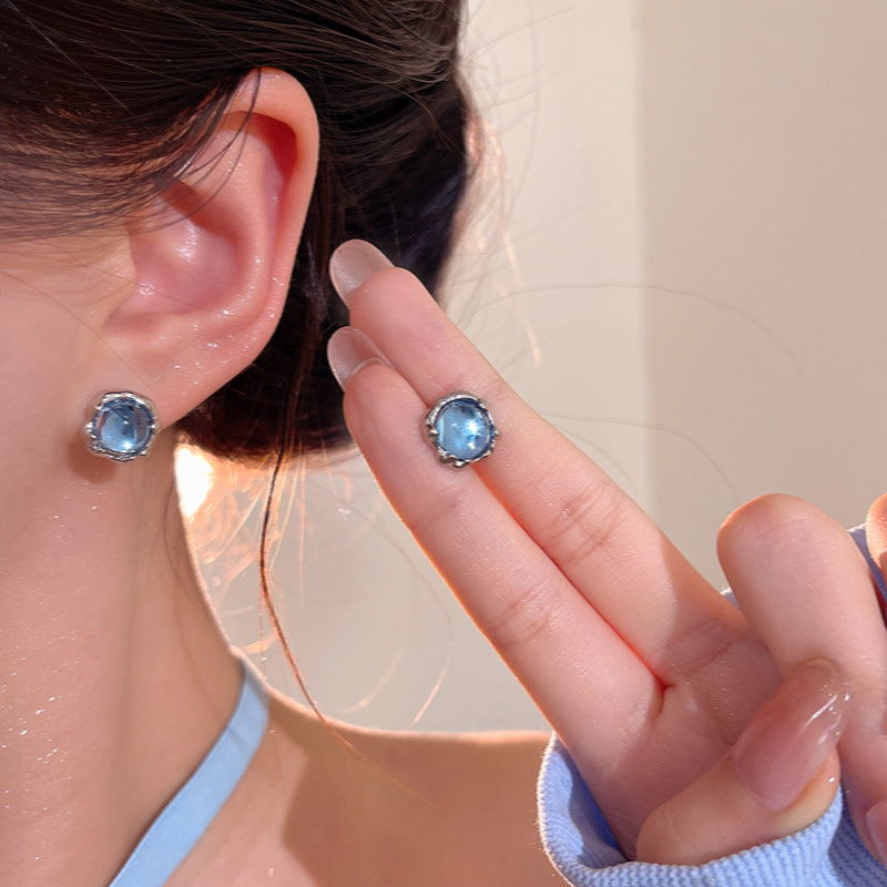 Wholesale  light blue oval earrings