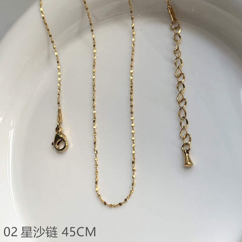 Wholesale Cross chain box chain snake bone chain titanium steel plated 24k golden sunflower clavicle chain
