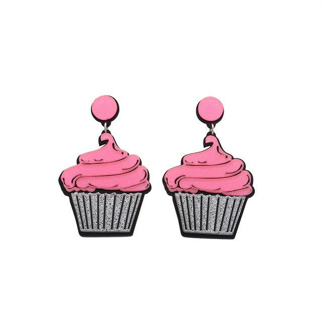 Wholesale Y2K Acrylic Pizza Ice Cream Cake Milk Tea Fried Egg Donut Peanut Butter Sushi Cookie Earrings
