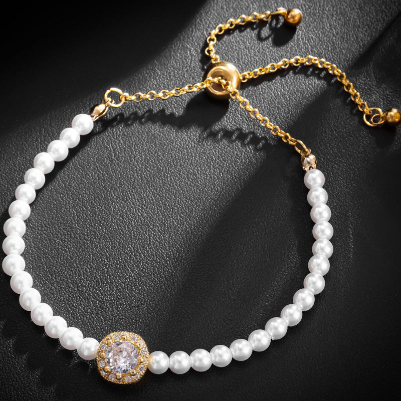 Wholesale Rose Gold Love Zircon Bracelet Alloy Diamond Women's Bracelet ACC-BT-LR003