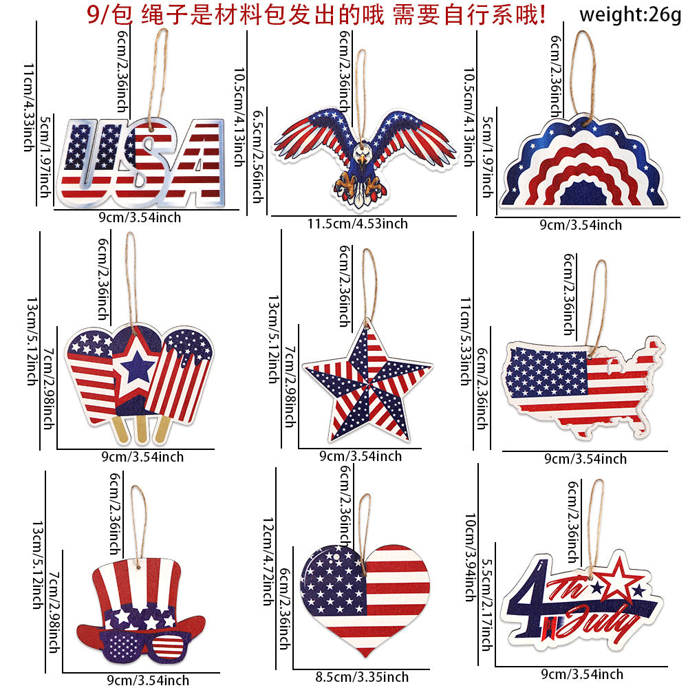 Wholesale Wooden crafts American Independence Day pendant  decoration pendant
