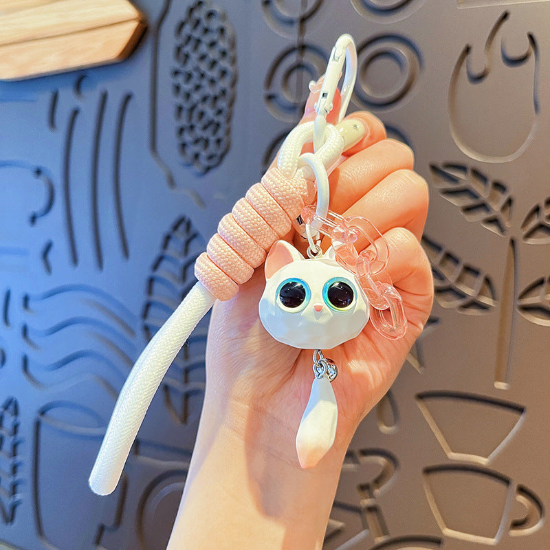 Wholesale Cartoon Cute Wood Carving Style Resin Cat Keychains ACC-KC-HangLi012