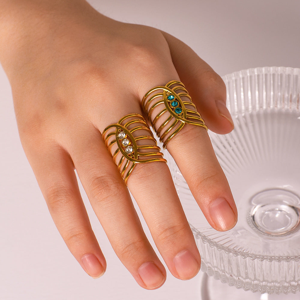 Wholesale Stainless Steel 18K Gold Plated Zircon Rings ACC-RS-XinY011