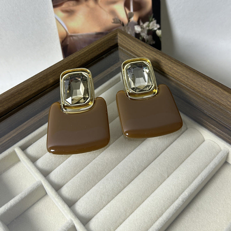 Wholesale  Geometric Square Gem Earrings Retro Simple Stylish Earrings