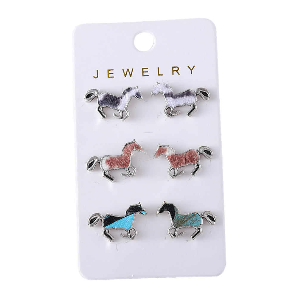 Wholesale Cow Sheep and Horse Spotted Alloy Earrings