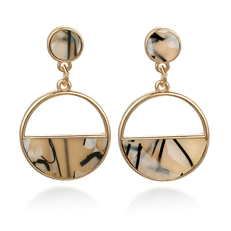 Wholesale Natural Stone Circle Alloy Earrings ACC-ES-ChengJing005