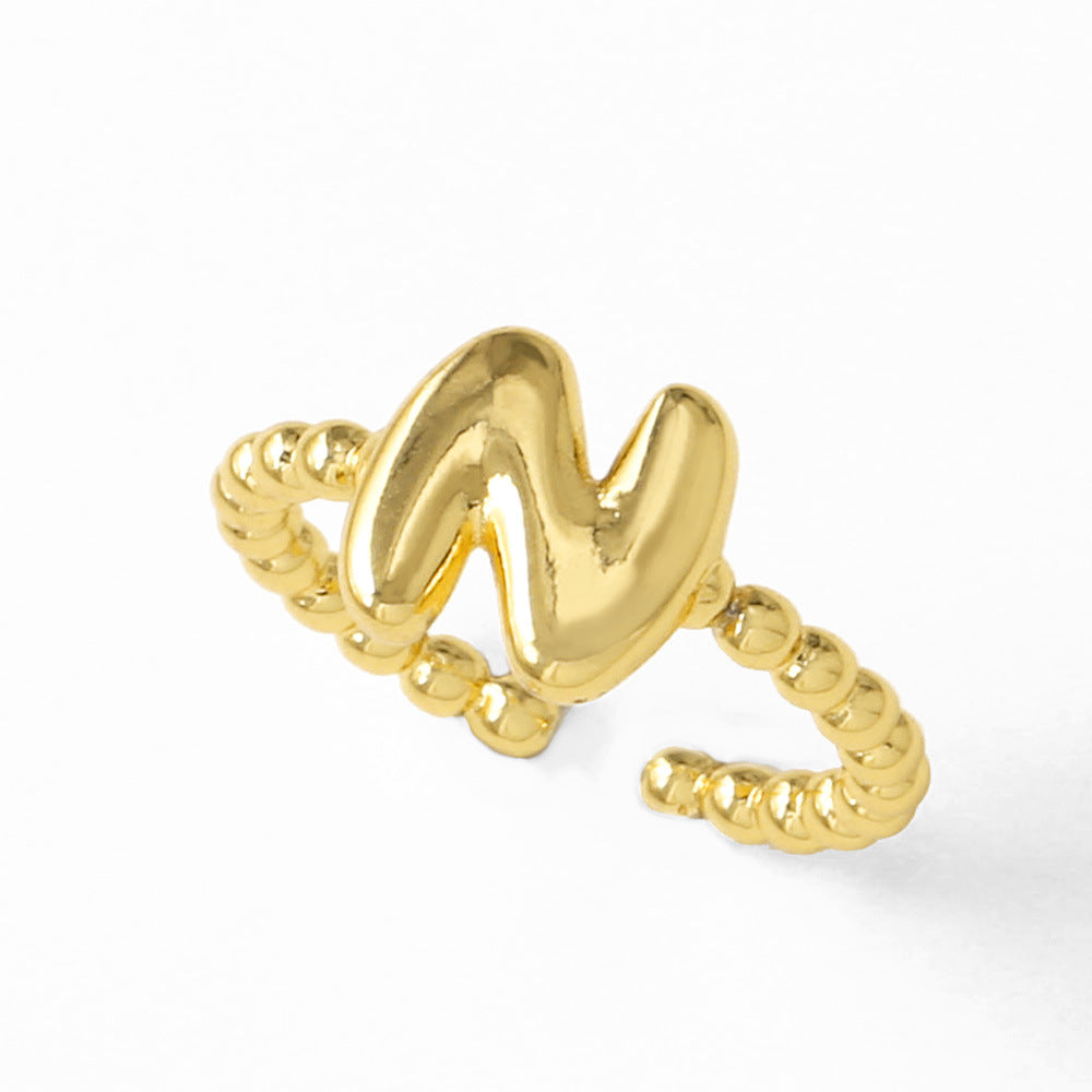 Wholesale 26 English letter rings gold-plated open rings