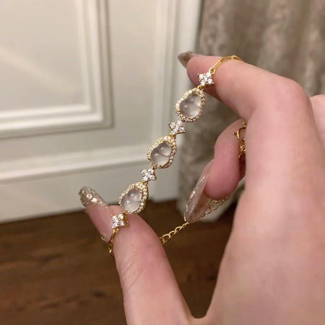 Wholesale Zinc Alloy Gourd Rhinestone Bracelet New Chinese Style Jewelry Gift for Women