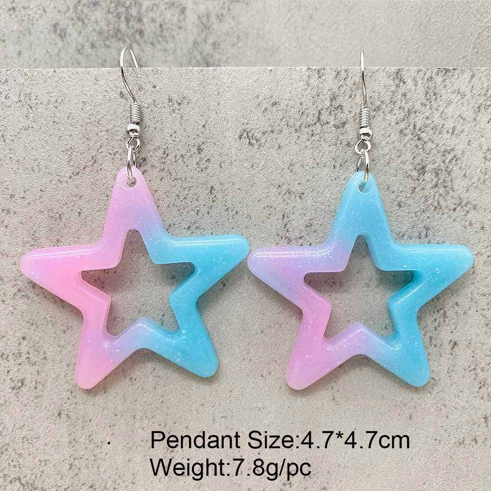 Wholesale  Bright Hollow Colorful Five-Pointed Star Acrylic Earrings