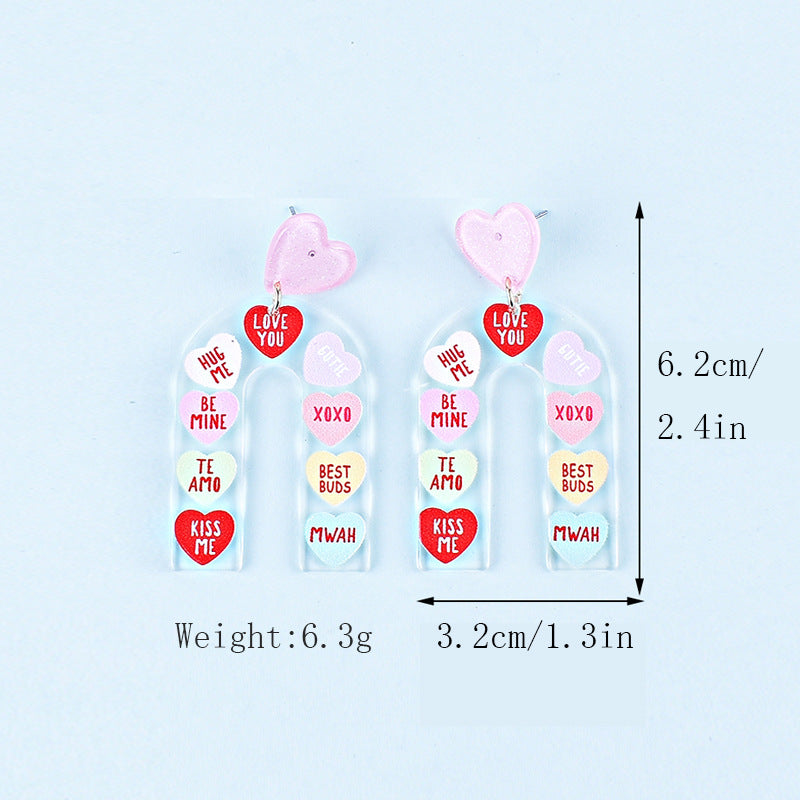 Wholesale Valentine' s Day Acrylic Heart Earrings