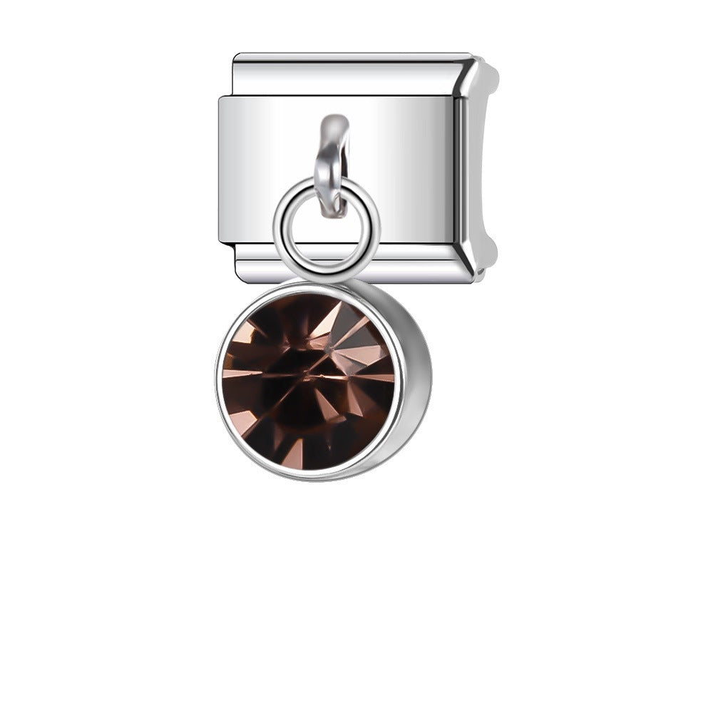 Wholesale Italian Charm Bracelet 9mm DIY Splicing Gemstone Pendants Stainless Steel Composable Bracelet