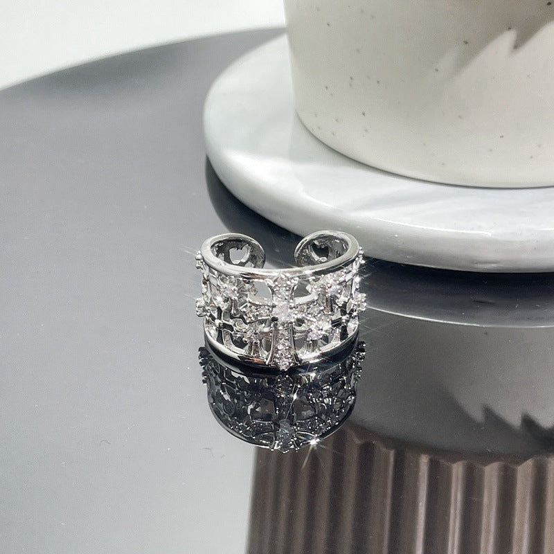 Wholesale  retro cross punk dark personality open ring