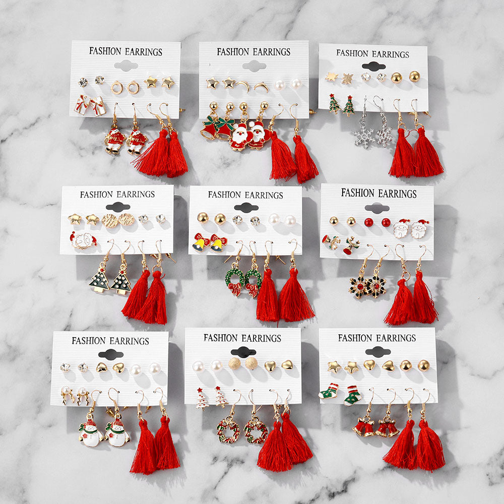 Wholesale Christmas Bell Elk Earrings Six-piece Set ACC-ES-Anduo003