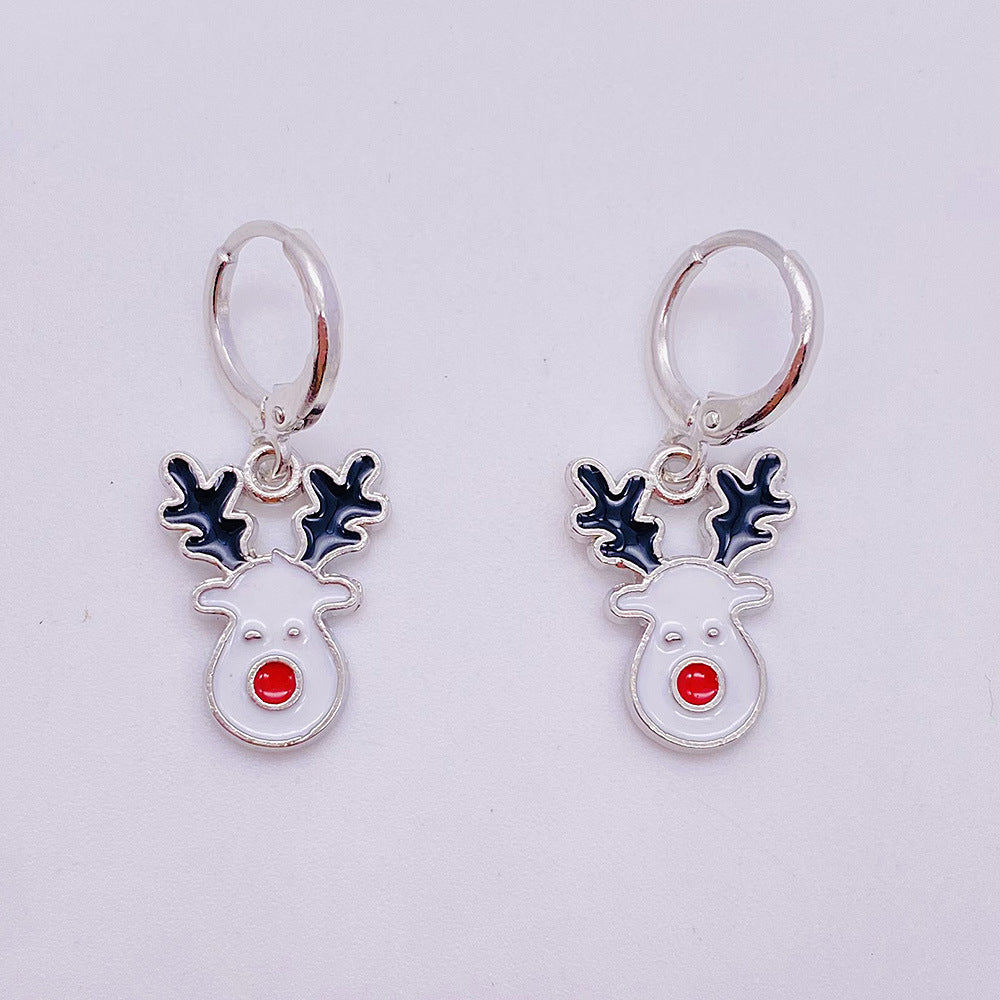 Wholesale Christmas Alloy Christmas Tree Snowman Oil Drop Pendant Earrings ACC-ES-ChenY067