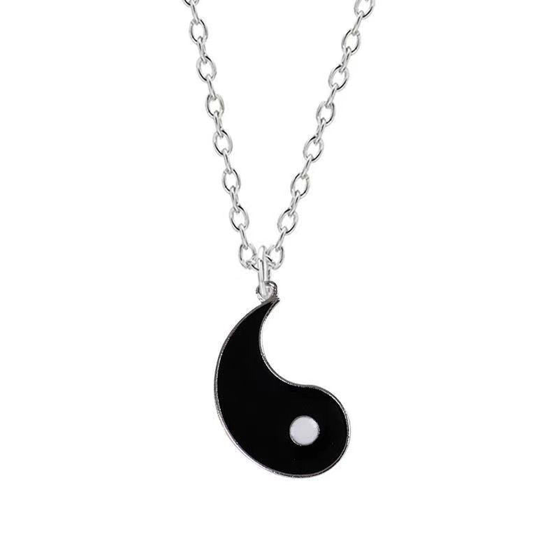Wholesale Yin Yang Tai Chi Black and White Double Dragon Sweater Necklaces ACC-NE-Hany001