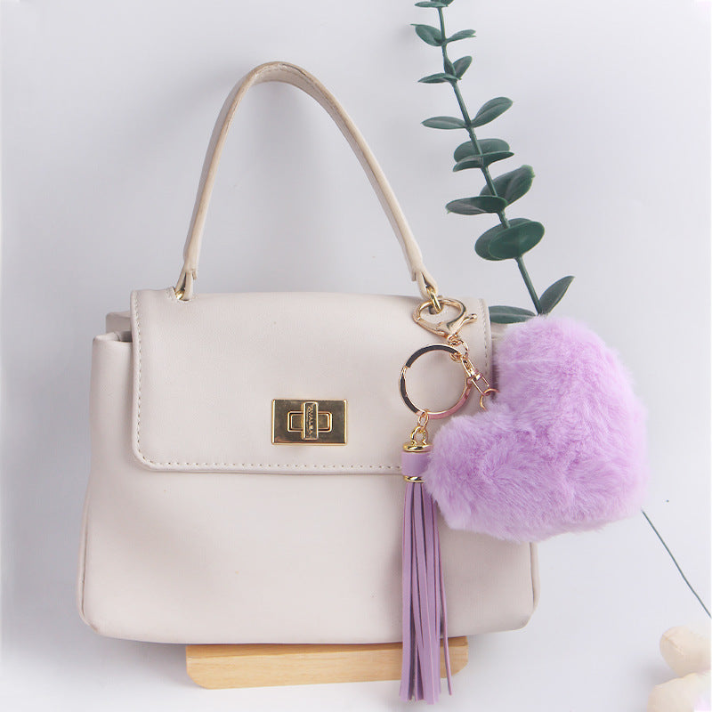 Wholesale Heart Shaped Fur Ball Tassel Keychain Pom Pom ACC-KC-GuangTian057