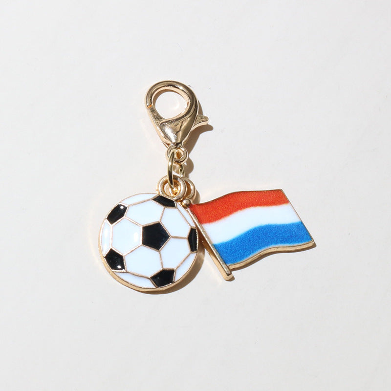 Wholesale Zinc Alloy Soccer Flag Charm Keychain Pendant for DIY Jewelry Making Boutique Resale