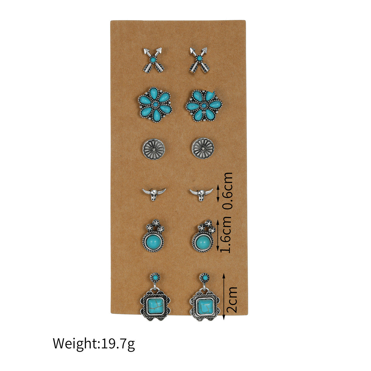 Wholesale Western-style turquoise earrings 6-piece set