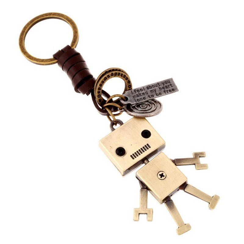 Wholesale Casual Cartoon Cute Robot Cowhide Keychain