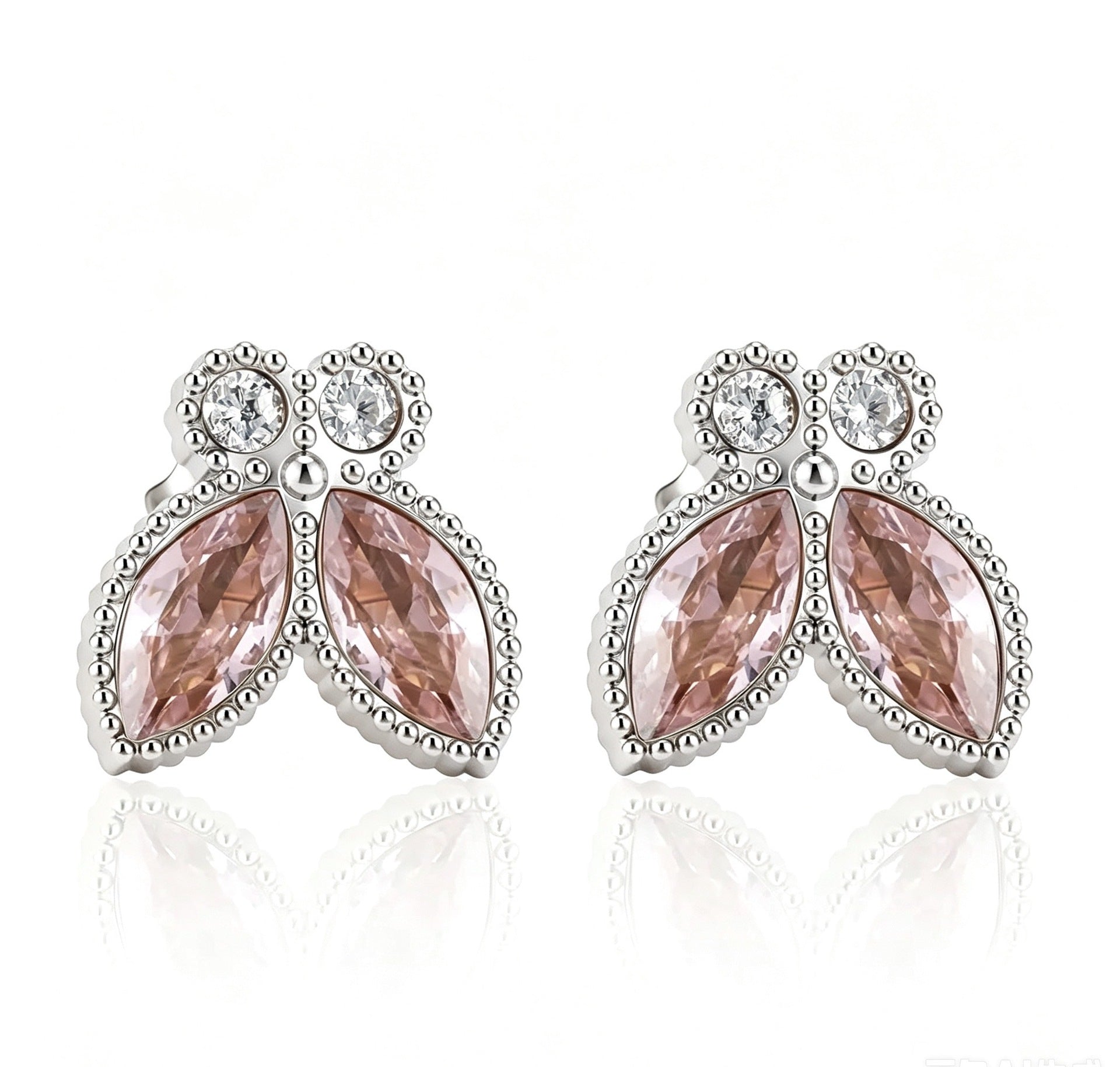 Wholesale Butterfly Cubic Zirconia Earring Set - 18K Gold Plated Stainless Steel,  Women' s Fashion Jewelry Accessory