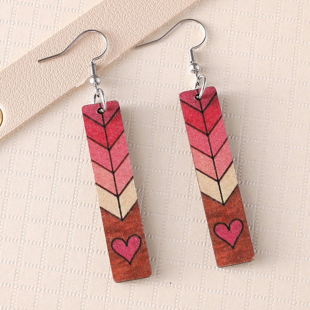 Wholesale Wooden Valentine' s Day Heart Earrings