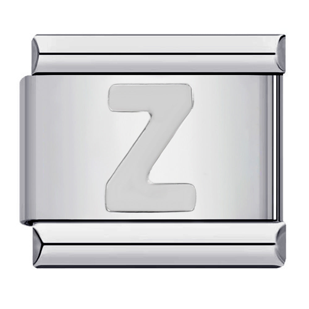 Wholesale Italian Charm Bracelet 9mm DIY Splicing Removable Silver Concave Letters Stainless Steel Composable Bracelet