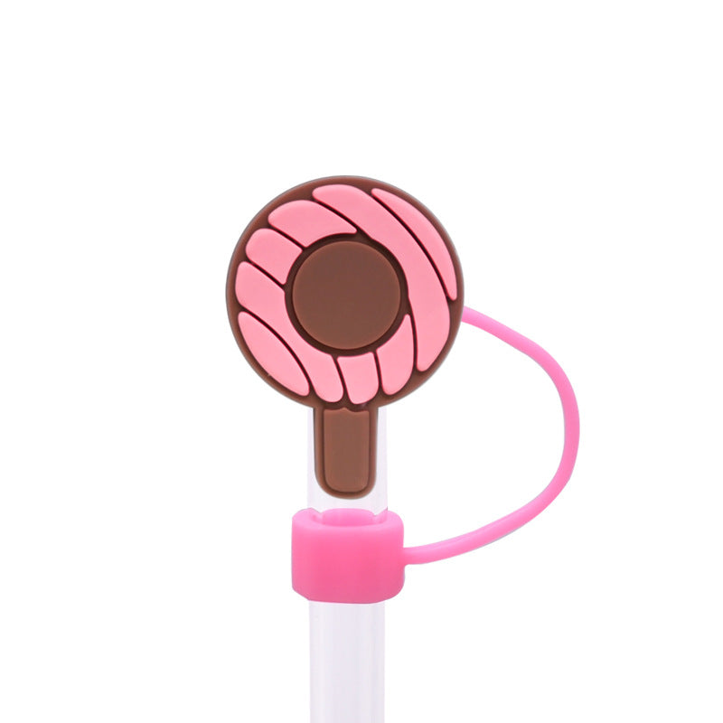 Wholesale Random 100pcs Bread Series Straw Cover 10MM Straw Tube Cap