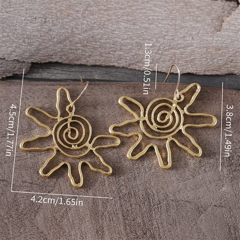 Wholesale  bohemian creative golden sun flower pendant earrings