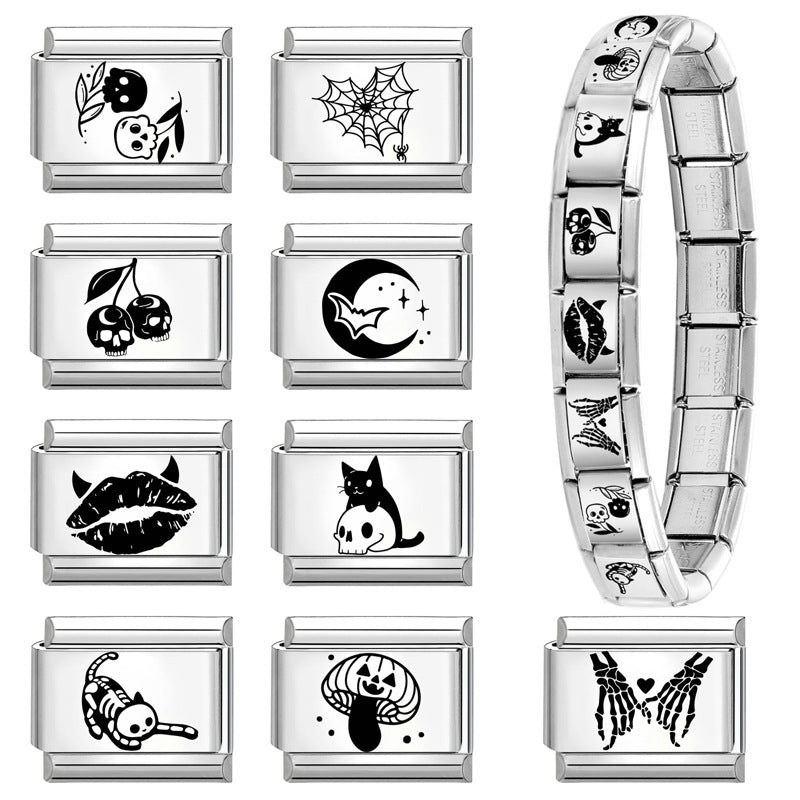 Wholesale 9mm Italian Charm Starter Bracelets DIY square Single Section Creative Stainless Steel Composable Bracelet