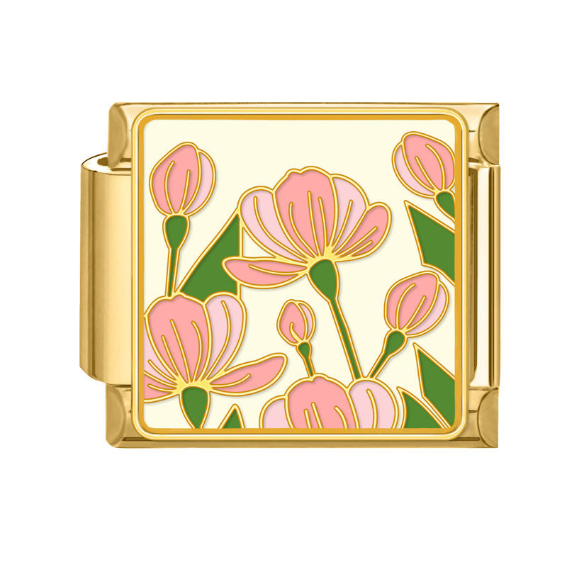 Wholesale 9mm Italian Charm Starter Bracelets DIY Flower Series Stainless Steel Composable Bracelet