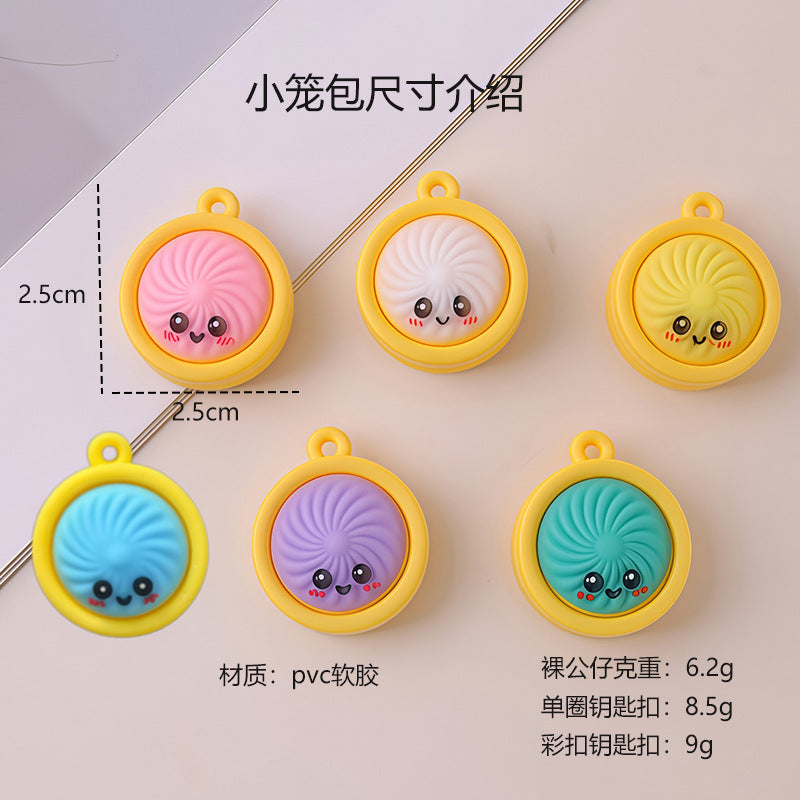 Wholesale Electroplated PVC Soft Glue Cartoon Baozi Keychain Decorative Bag Charm