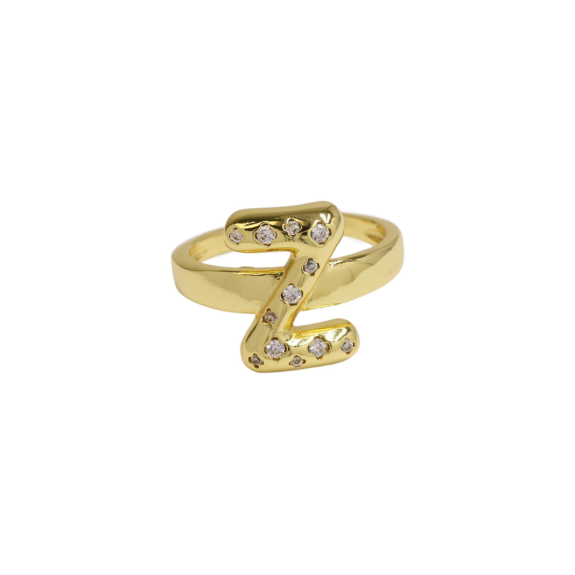 Wholesale Micro-inlaid Zircon Bubble Bubble Balloon Cute 26 English Letters Open Ring