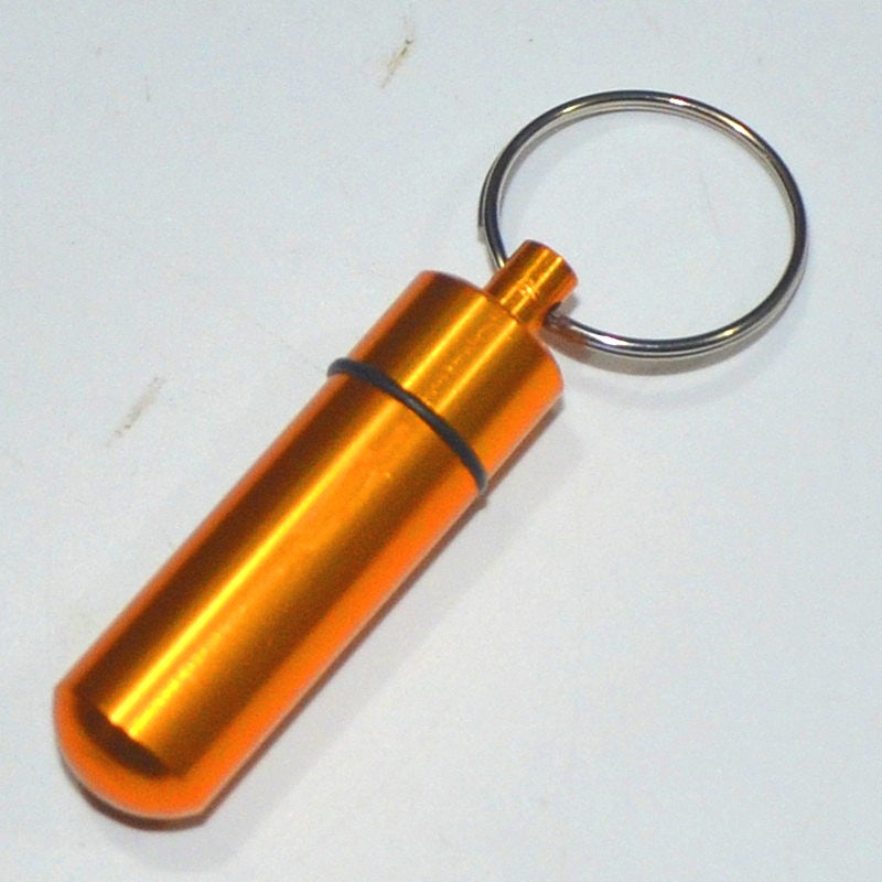 Wholesale Portable Outdoor Waterproof Sealed Aluminum Alloy Pill Bottle Keychain ACC-KC-KaBiao005